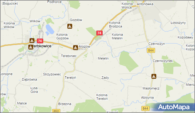mapa Metelin gmina Hrubieszów, Metelin gmina Hrubieszów na mapie Targeo