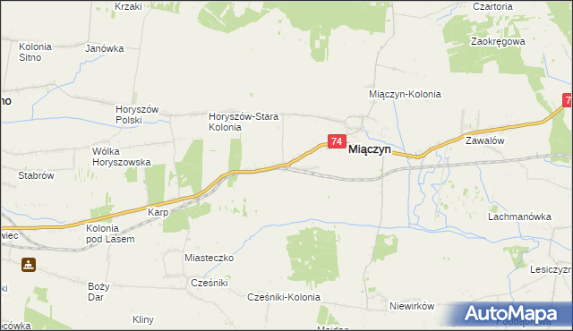 mapa Miączyn-Stacja, Miączyn-Stacja na mapie Targeo