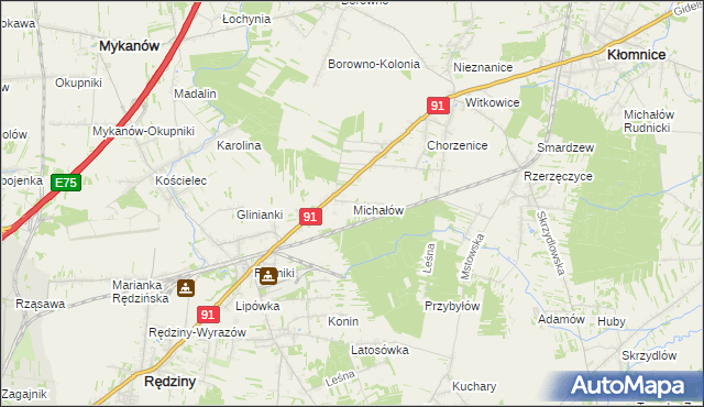 mapa Michałów Rudnicki, Michałów Rudnicki na mapie Targeo