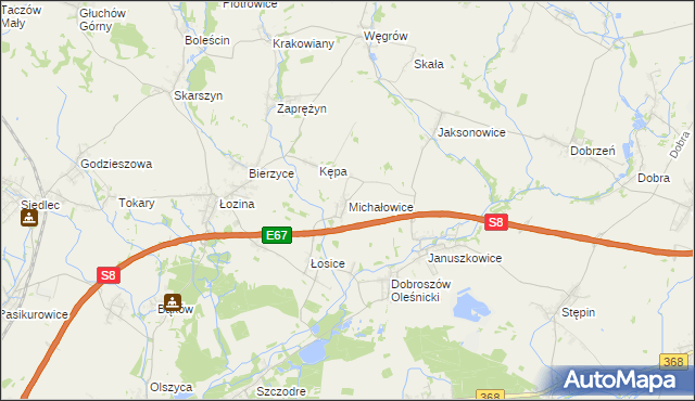 mapa Michałowice gmina Długołęka, Michałowice gmina Długołęka na mapie Targeo