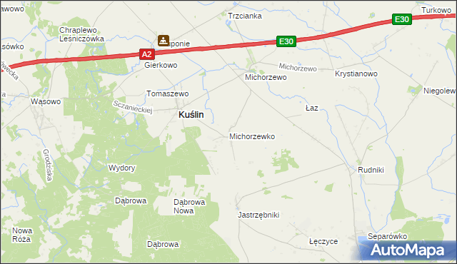 mapa Michorzewko, Michorzewko na mapie Targeo