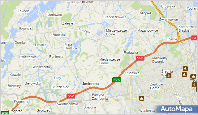 mapa Międzyrzecze Górne, Międzyrzecze Górne na mapie Targeo