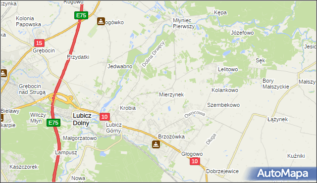 mapa Mierzynek gmina Lubicz, Mierzynek gmina Lubicz na mapie Targeo