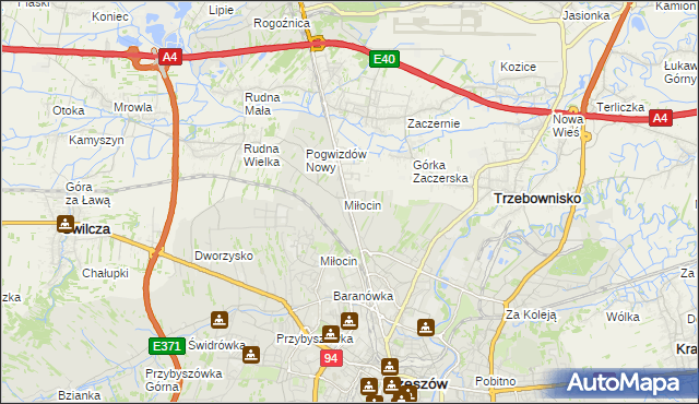 mapa Miłocin gmina Głogów Małopolski, Miłocin gmina Głogów Małopolski na mapie Targeo