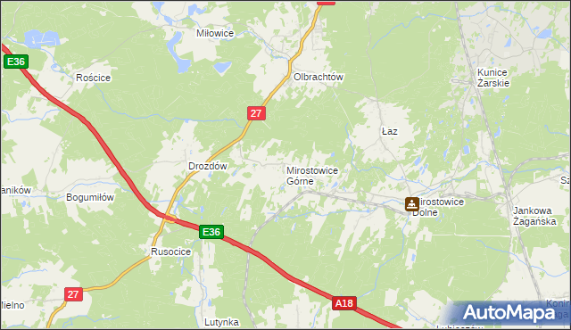 mapa Mirostowice Górne, Mirostowice Górne na mapie Targeo