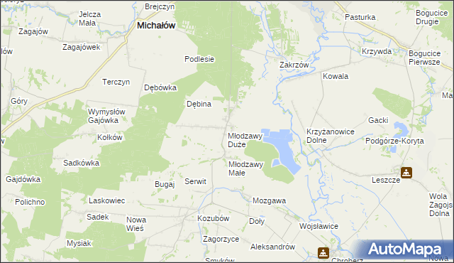 mapa Młodzawy Duże, Młodzawy Duże na mapie Targeo