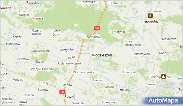 mapa Młodzieszyn, Młodzieszyn na mapie Targeo