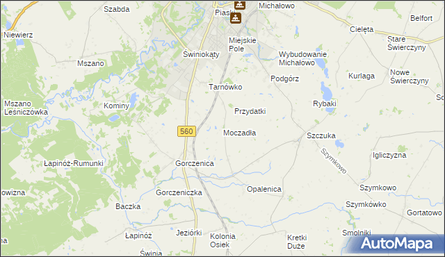 mapa Moczadła gmina Brodnica, Moczadła gmina Brodnica na mapie Targeo