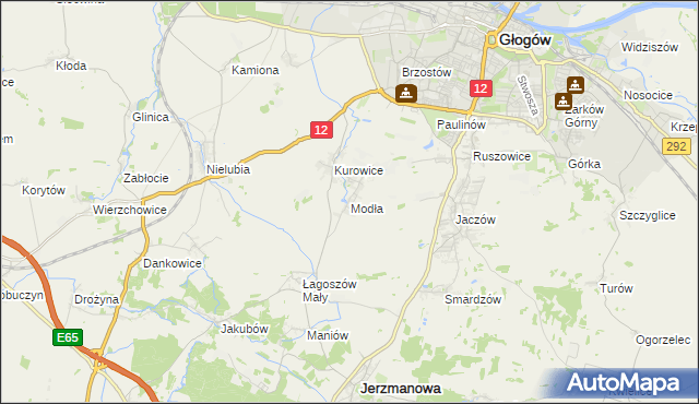 mapa Modła gmina Jerzmanowa, Modła gmina Jerzmanowa na mapie Targeo