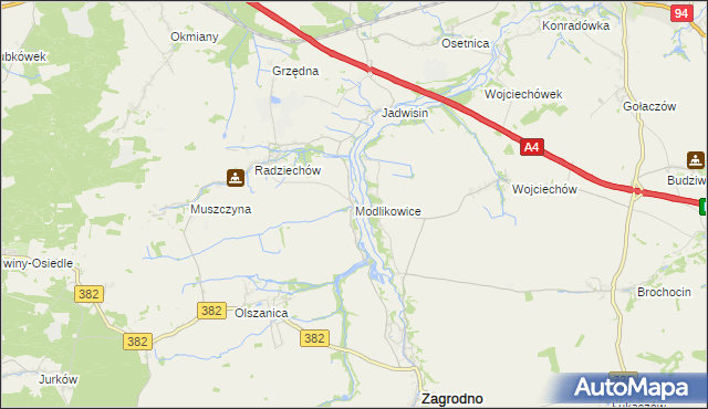 mapa Modlikowice, Modlikowice na mapie Targeo