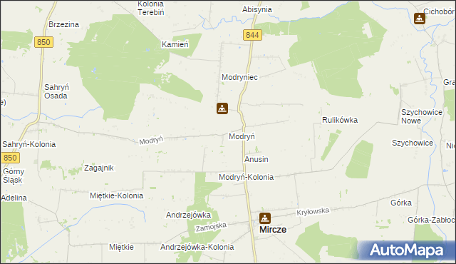 mapa Modryń, Modryń na mapie Targeo