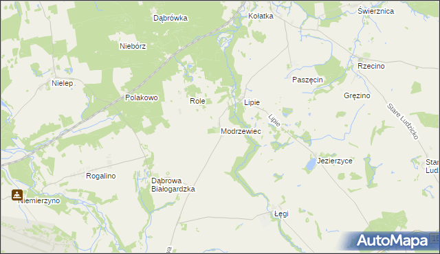mapa Modrzewiec, Modrzewiec na mapie Targeo