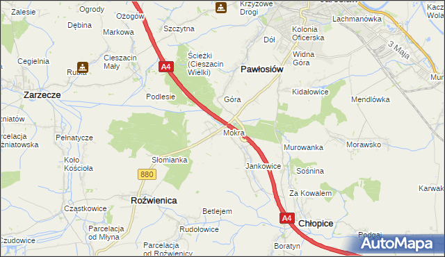 mapa Mokra gmina Roźwienica, Mokra gmina Roźwienica na mapie Targeo