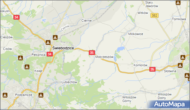 mapa Mokrzeszów, Mokrzeszów na mapie Targeo