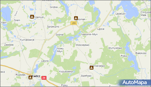 mapa Mościejewo, Mościejewo na mapie Targeo