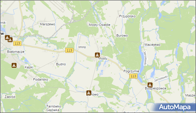 mapa Mosty gmina Goleniów, Mosty gmina Goleniów na mapie Targeo