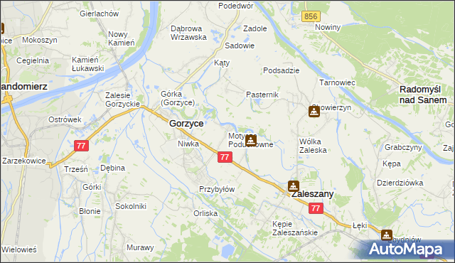 mapa Motycze Poduchowne, Motycze Poduchowne na mapie Targeo