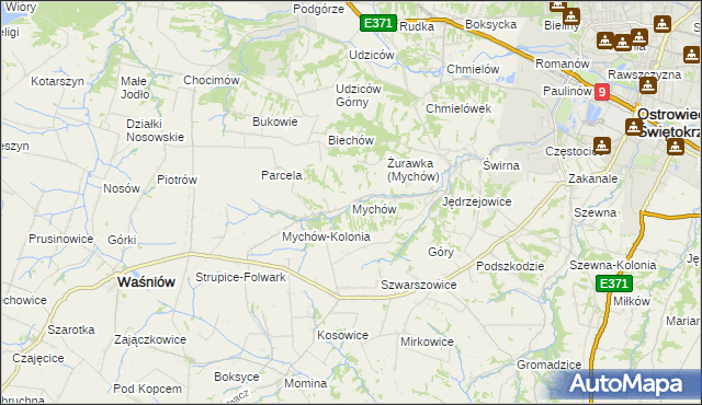 mapa Mychów, Mychów na mapie Targeo