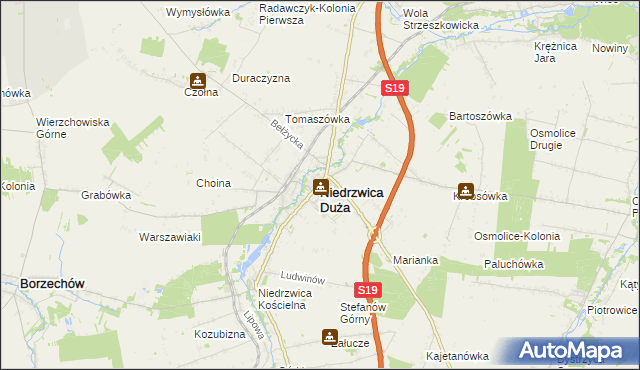 mapa Niedrzwica Duża, Niedrzwica Duża na mapie Targeo