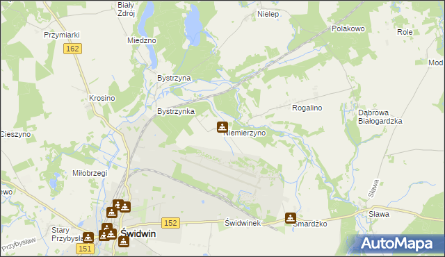 mapa Niemierzyno gmina Świdwin, Niemierzyno gmina Świdwin na mapie Targeo