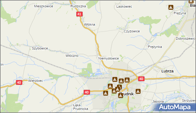 mapa Niemysłowice, Niemysłowice na mapie Targeo