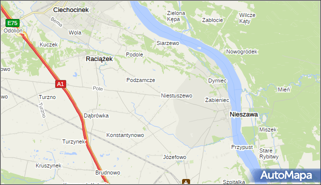 mapa Niestuszewo, Niestuszewo na mapie Targeo