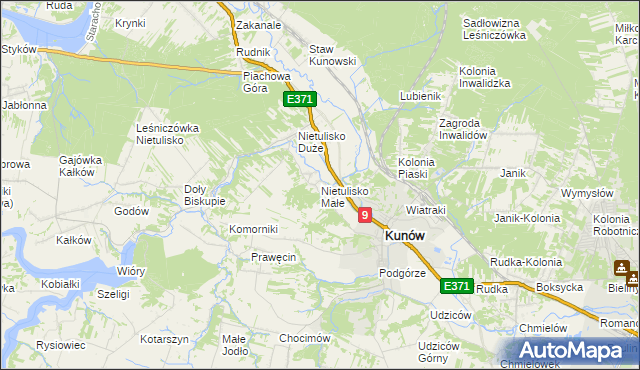 mapa Nietulisko Małe, Nietulisko Małe na mapie Targeo