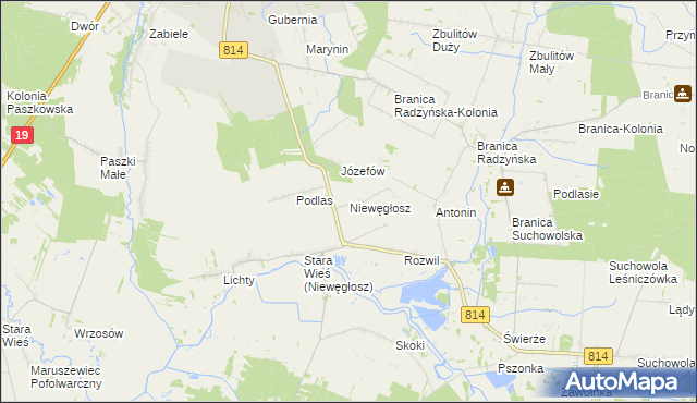 mapa Niewęgłosz, Niewęgłosz na mapie Targeo