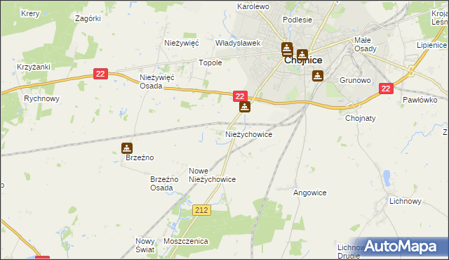 mapa Nieżychowice, Nieżychowice na mapie Targeo