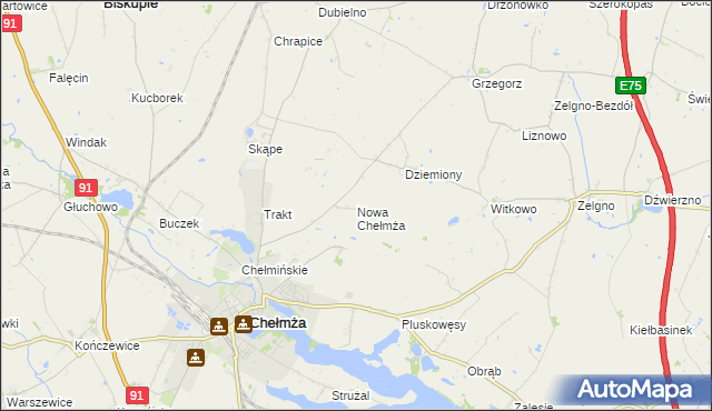 mapa Nowa Chełmża, Nowa Chełmża na mapie Targeo