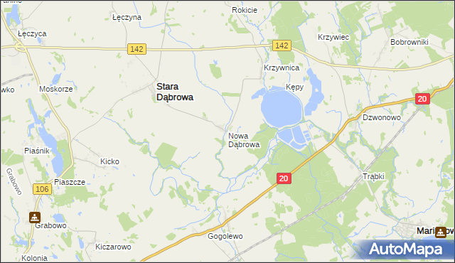 mapa Nowa Dąbrowa gmina Stara Dąbrowa, Nowa Dąbrowa gmina Stara Dąbrowa na mapie Targeo