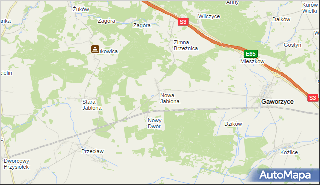 mapa Nowa Jabłona, Nowa Jabłona na mapie Targeo