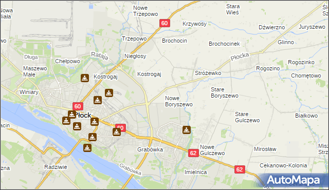 mapa Nowe Boryszewo, Nowe Boryszewo na mapie Targeo