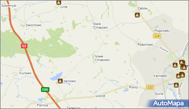 mapa Nowe Chrapowo, Nowe Chrapowo na mapie Targeo