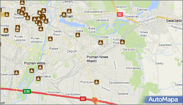 mapa Nowe Miasto gmina Poznań, Nowe Miasto gmina Poznań na mapie Targeo