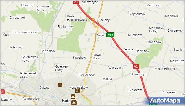 mapa Nowe Sójki, Nowe Sójki na mapie Targeo