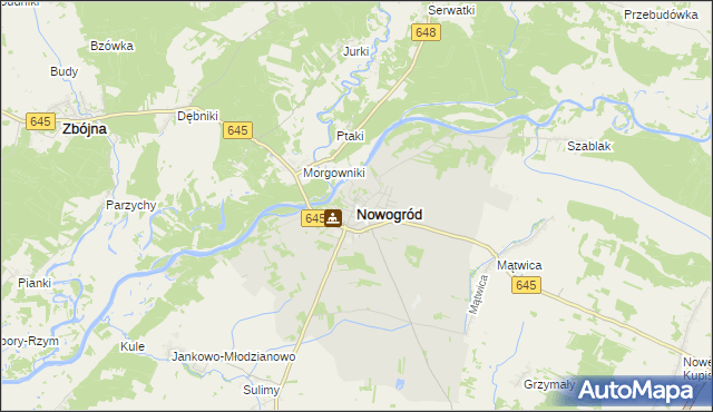 mapa Nowogród powiat łomżyński, Nowogród powiat łomżyński na mapie Targeo