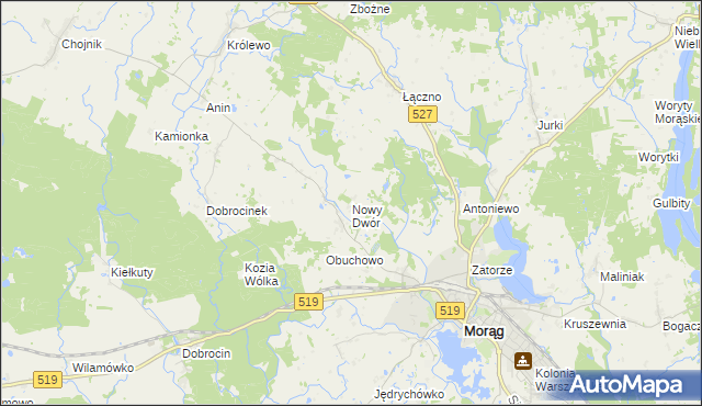 mapa Nowy Dwór gmina Morąg, Nowy Dwór gmina Morąg na mapie Targeo