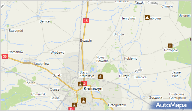 mapa Nowy Folwark gmina Krotoszyn, Nowy Folwark gmina Krotoszyn na mapie Targeo