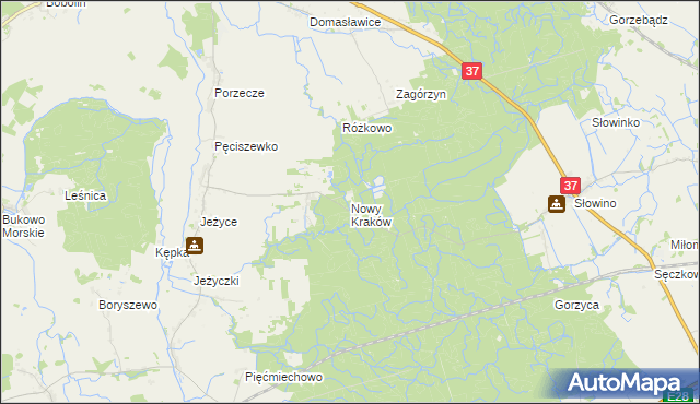 mapa Nowy Kraków gmina Darłowo, Nowy Kraków gmina Darłowo na mapie Targeo