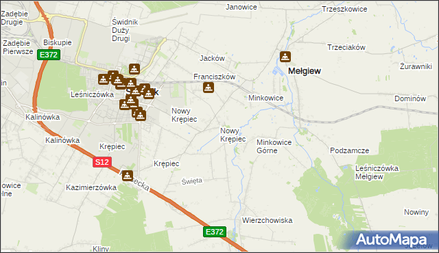 mapa Nowy Krępiec, Nowy Krępiec na mapie Targeo