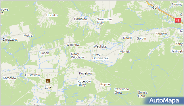 mapa Nowy Odrowążek, Nowy Odrowążek na mapie Targeo