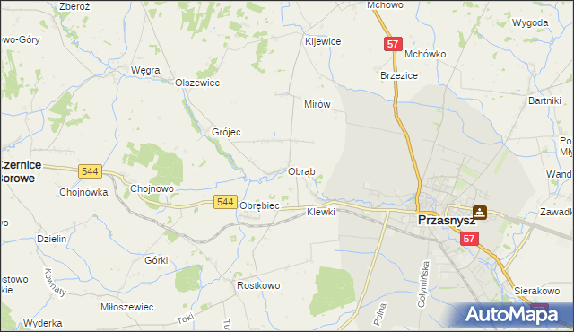 mapa Obrąb gmina Przasnysz, Obrąb gmina Przasnysz na mapie Targeo