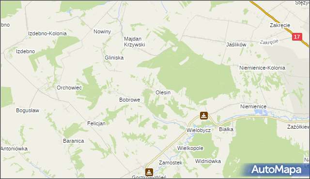 mapa Olesin gmina Gorzków, Olesin gmina Gorzków na mapie Targeo