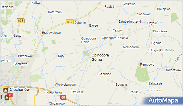 mapa Opinogóra Górna, Opinogóra Górna na mapie Targeo