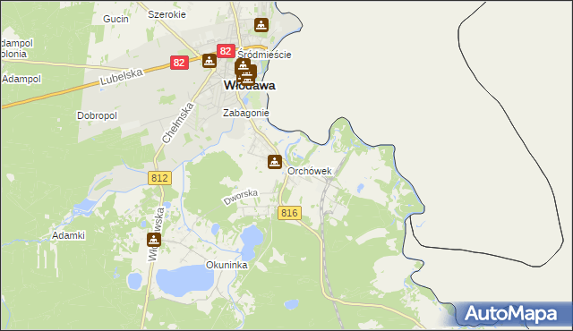 mapa Orchówek gmina Włodawa, Orchówek gmina Włodawa na mapie Targeo