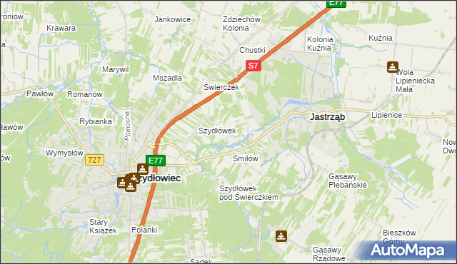 mapa Orłów gmina Jastrząb, Orłów gmina Jastrząb na mapie Targeo