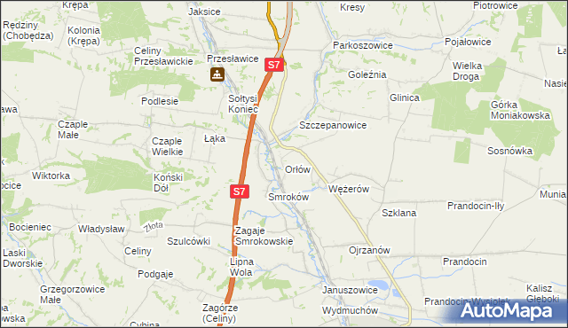 mapa Orłów gmina Słomniki, Orłów gmina Słomniki na mapie Targeo