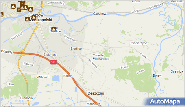 mapa Osiedle Poznańskie, Osiedle Poznańskie na mapie Targeo