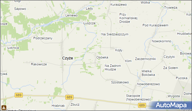 mapa Osówka gmina Czyże, Osówka gmina Czyże na mapie Targeo
